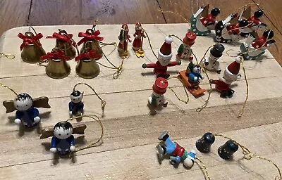 Vintage Wood Christmas Ornaments Lot Of 24 Wooden Mini Miniature Ornament • $20