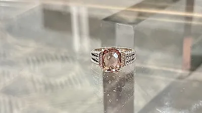 David Yurman 925  Silver W Morganite And Diamonds Petite Wheaton Ring 6.5 • $129