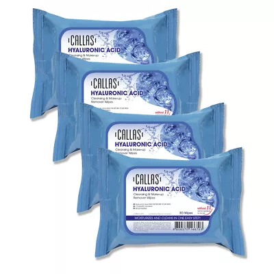 Callas Hyaluronic Acid Cleansing & Make Up Remover Wipes *New* (4 Pack) US Sell • $16