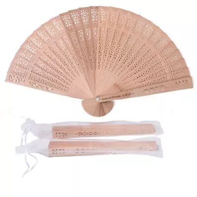 $125.83 • Buy 50pcs Customized Wooden Fan Wedding Favors Gifts Sandalwood Hand Fan Folding Fan
