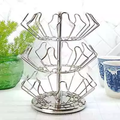 Keurig 24 K-Cup Rotating Spinning Coffee Pod Organizer Rack 3-Tier Chrome • $19.50