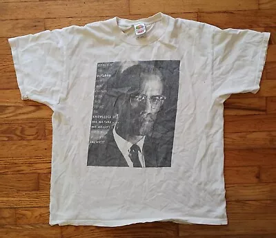 Vtg Y2K Malcolm X T-Shirt XL Outlook Of A Man Quote Black History Civil Rights • $39.99