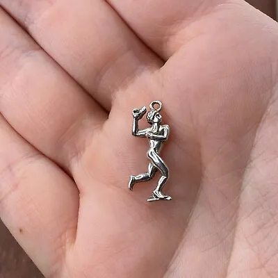 Vintage 925 Sterling Silver Shot Put Track & Field Athlete 3D Bracelet Charm • $19.99