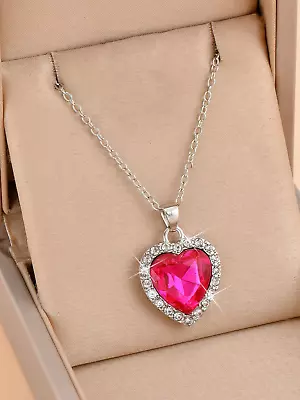 Womens Heart Pendant Charm Necklace Jewelry 925 Sterling Silver For Gift Daily • $5