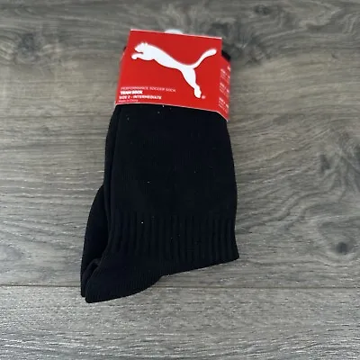 Puma Soccer Socks Youth Shoe Size 3.5-6 Black Rib Cuff Ankle Support • $6.07