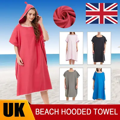 £14.89 • Buy Unisex Hooded Towel Poncho Adult Absorbent Dry Beach Swim Bath Changing Robe UK