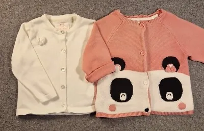 Baby Girls Cardigan Set 6-9 Months White Pink Panda Knit Bundle (C45)  • £4.50