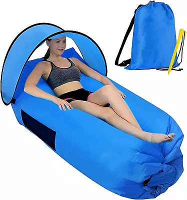 Inflatable Air Lounger Couch Sofa With Detachable Sunshade-No Pump Needed-Great  • $72.99