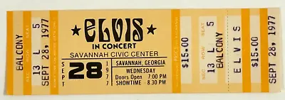 Elvis Presley ~unused Concert Ticket ~ Savannah Civic Center ~ Sept. 28 1977 • $149