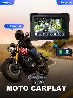 5  Wireless CarPlay Motorcycle GPS Android Auto Front Rear Dual Camera Recorder- • $129.99