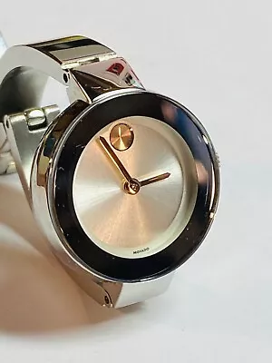 Movado Women's BOLD Rose Gold DOT Bangle Stainless Steel 25mm Watch  Running • $9.99