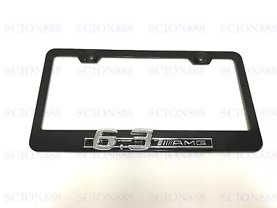 1pc 3D 6.3AMG Emblem Badge BLACK Stainless Metal License Plate Frame • $23.88