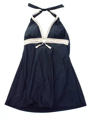NWT - ECO SWIM Women's 430036 'TASSEL' HALTER Black SWIMSUIT DRESS - 8 • $49.95