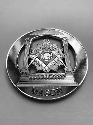 Masonic  Metal Chrome Master Mason Pillars Auto Car Emblem • $13.99