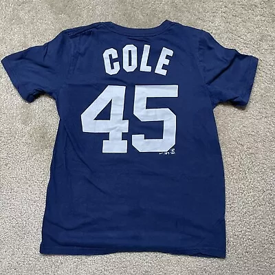 New York Yankees #45 Gerrit Cole T-shirt Tee Size Youth M Majestic 100% Cotton • $19.95