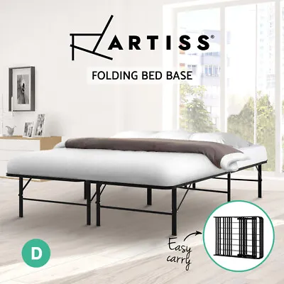 $118.95 • Buy Artiss Double Size Folding Bed Frame Mattress Base Portable Black Metal Platform