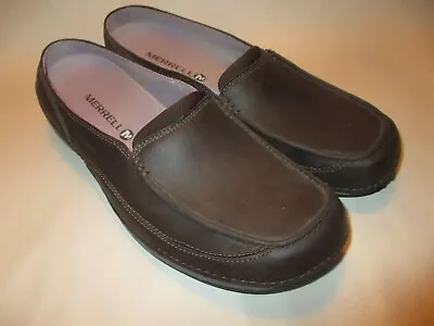 Merrell Espresso Womens Size 9.5 Brown Leather Cushion Supportive Insole Loafers • $24.98