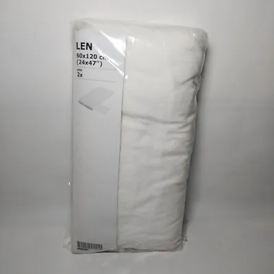 Ikea Len Pack Of 2 Fitted Cot Sheets 60x120cm White 501.139.38 NEW Soft Cotton • £13