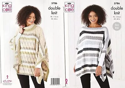 King Cole Knitting Pattern Double Knit Harvest DK - Cable Tabards 5786 • £5.49