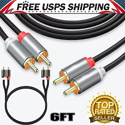 2RCA Male To 2RCA Male Stereo Audio Cable Gold Plated Car Audio Dual Shielded • $5.74