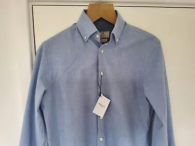 Mens Hackett Blue Long Sleeve Shirt Size Small Tailored Fit NWT • £11.50