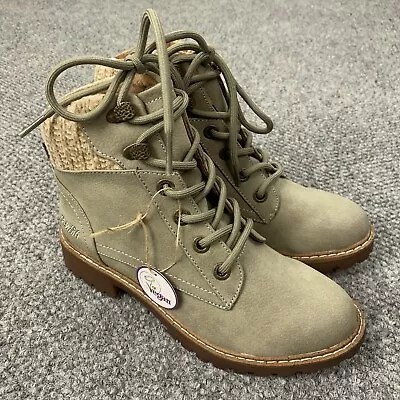 Blowfish Malibu Womens Boots Size 6.5 Olive Green Ruthey Vegan Faux Leather • $49.95