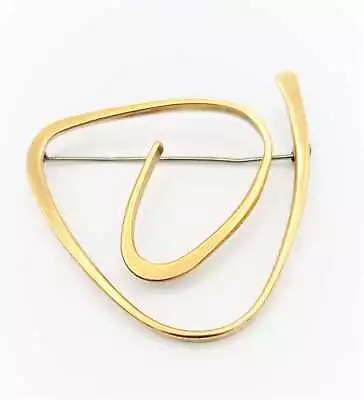 SUPERB Iconic Ed Wiener 14kt Gold LARGE Modernist Spiral Brooch Circa 1950s • $2450