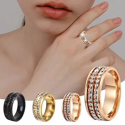 $12.09 • Buy Two Rows Of Full Diamond Rings Men'S And Women'S Universal Rings