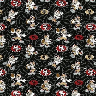 NFL Disney Mickey Mouse San Francisco 49ers Logo Cotton Fabric~ By The Yard • $19.99