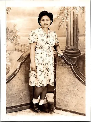 Vtg Found B&W Photo Filipino Woman Manila Philippines WW2 Snapshot Pacific • $12.76