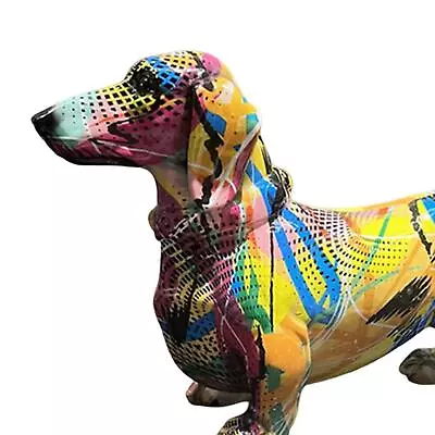 Charming Nordic Colorful Dachshund Dog Statue Crafts Resin Ornaments • $37.10