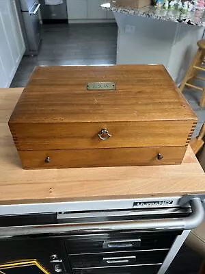 Vintage Wooden Silverware Flatware Storage Chest Box With Drawer • $50