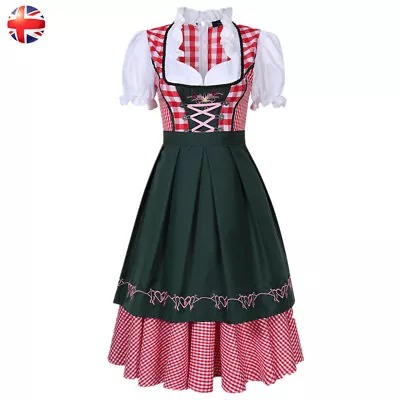 £20.99 • Buy UK Women Oktoberfest Beer Girl Costume German Bavarian Traditional Dirndl Dress