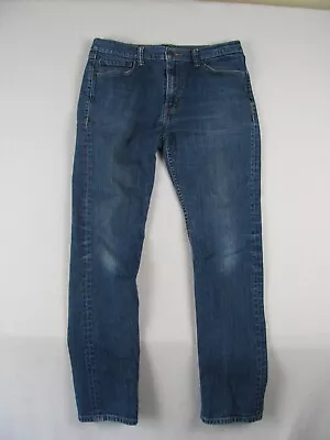 Levis 510 Jeans Mens 38x32 Blue Super Skinny Fit Pockets Leather Logo Unisex VTG • $12.75