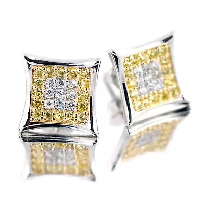 Hip Hop Men's Iced 11 Mm Square Screw Back Stud Earrings 903 • $9.99