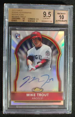 🌟 MIKE TROUT 2011 Topps Finest ROOKIE AUTO REFRACTOR RC /499 - GEM MINT BGS 9.5 • $3999.95