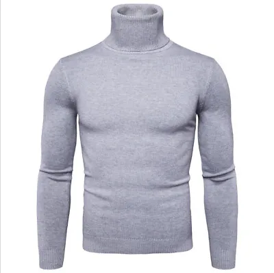 Mens Sweater Long Sleeve T Shirt Turtleneck Winter Pullover Jumper Tops Sweater • $21.39