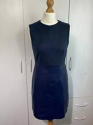 £12.99 • Buy F&F Blue Suedette Faux Leather Sleeveless Shift Dress Size 10 Lined