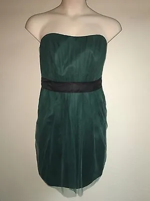 White Vera Wang Dress Forest Green VW360161 Size 16 Strapless Tulle Sash NWT • $25.99