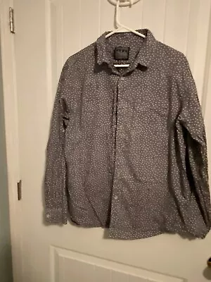 Straight Faded Button Down Dress Shirt Men’s Size L Polka Dot Long Sleeve Gray • $7