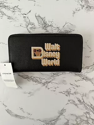 Coach Disney Parks Walt Disney World 50th Anniversary Black Leather Wallet Rare • $179.99