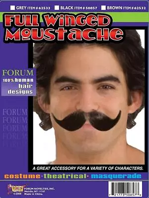 Full Winged Moustache Fancy Dress Up Halloween Adult Costume Accessory 3 COLORS • $12.47