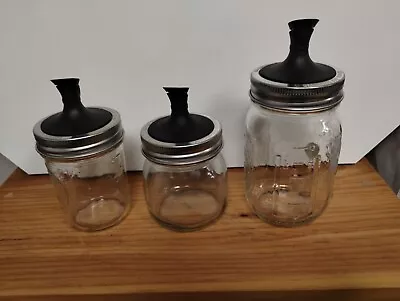 8oz 10oz 16oz Mason Jar W/black Oil Cruet Pour Lid • $6.65