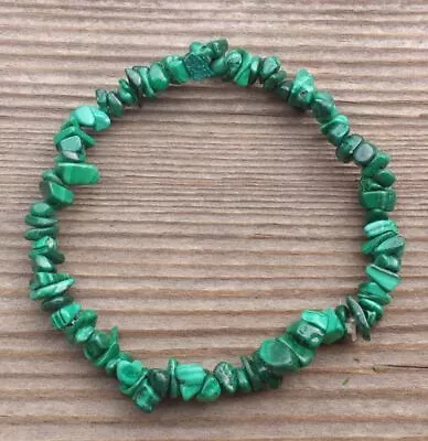 Natural Malachite Stone Gemstone Stretchy Chip Bracelet • $4.49