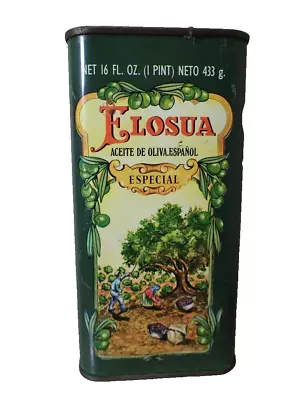 Vintage ELOSUA Spanish Olive Oil Advertising Old Tin Metal Can Empty 16 Fl.Oz. • $14.78