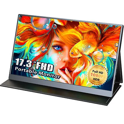 $75.99 • Buy 1080P Portable Monitor Screen 17.3  Dual USB C VESA Display IPS For Xbox PS Used