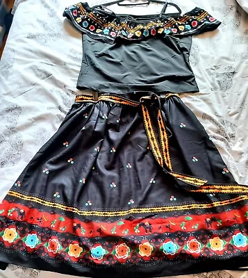 Voodoo Vixen 50s Rockabilly Mexican Style Skirt &  Top Set. 16 • £35