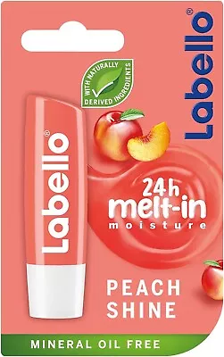 Labello Peach Shine Lip Balm 4.8g Free Shipping World Wide • $13.99