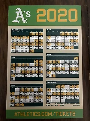 Oakland A’s 2020 Fan Fest Mini Poster Schedule Athletics Pocket SGA Very RARE • $3.99