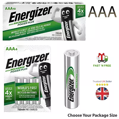 NEW Energizer AAA Rechargeable Batteries Power Plus PreCharged NiMH 700mAh • £2.79